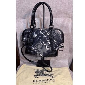 Burberry Floral Beat Check Foley Satchel Bag Patent Leather Crossbody Y2K